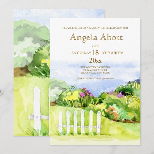 Little Garden Graduation Party Uitnodiging (Voorkant / Achterkant)