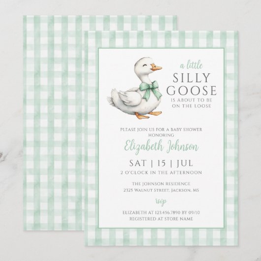 Little Gekke Goose Geslachtsneutraal Baby shower Kaart (Voorkant / Achterkant)