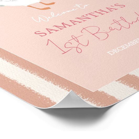 Little Gekke Goose Pink Balloon Verjaardag Welkom Poster (Hoek)