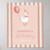 Little Gekke Goose Pink Balloon Verjaardag Welkom Poster (Voorkant)