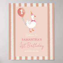 Little Gekke Goose Pink Balloon Verjaardag Welkom