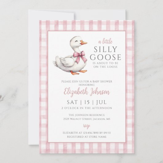 Little Gekke Goose Pink Girl Baby shower Kaart (Voorkant)