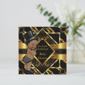 Little Gentleman Baby shower Gold Black Ethnic Kaart (Staand voorkant)