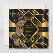 Little Gentleman Baby shower Gold Black Ethnic Kaart (Voorkant)