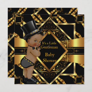 Little Gentleman Baby shower Gold Black Ethnic Kaart