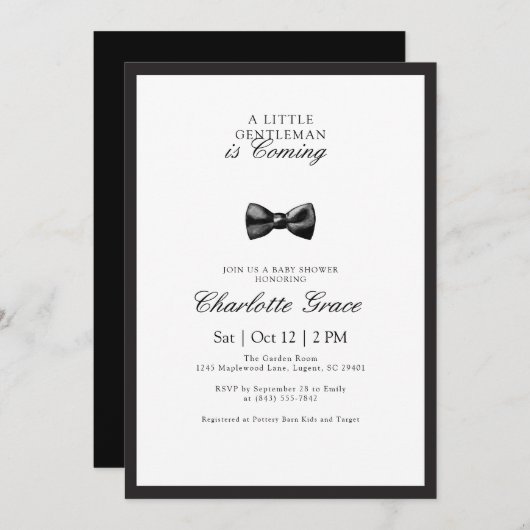 Little Gentleman Baby shower Invitation Bedankkaart (Voorkant / Achterkant)
