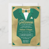 Little Gentleman Baby shower Invitation Tuxedo in Kaart (Voorkant)