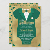 Little Gentleman Baby shower Invitation Tuxedo in Kaart (Voorkant / Achterkant)