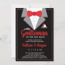 Little Gentleman Baby shower Invitation, Tuxedo Kaart