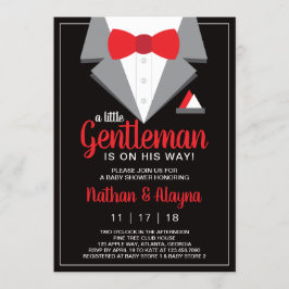 Little Gentleman Baby shower Invitation, Tuxedo Kaart