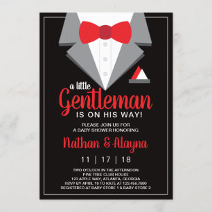 Little Gentleman Baby shower Invitation Tuxedo Kaart