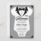 Little Gentleman Baby shower Invitation, Tuxedo Kaart (Voorkant)