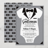 Little Gentleman Baby shower Invitation, Tuxedo Kaart (Voorkant / Achterkant)