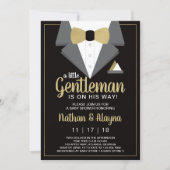 Little Gentleman Baby shower Invitation, Tuxedo Kaart (Voorkant)