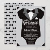 Little Gentleman Baby shower Invitation, Tuxedo Kaart (Voorkant / Achterkant)