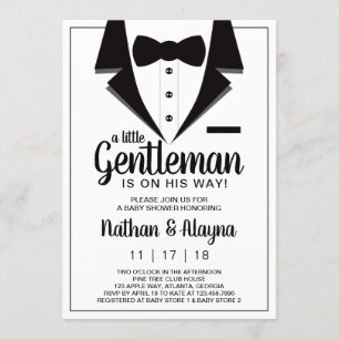 Little Gentleman Baby shower Invitation Tuxedo Kaart