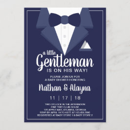 Little Gentleman Baby shower Invitation, Tuxedo Kaart