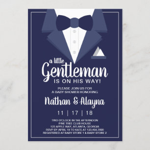 Little Gentleman Baby shower Invitation Tuxedo Kaart