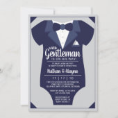 Little Gentleman Baby shower Invitation, Tuxedo Kaart (Voorkant)