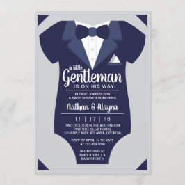 Little Gentleman Baby shower Invitation, Tuxedo Kaart