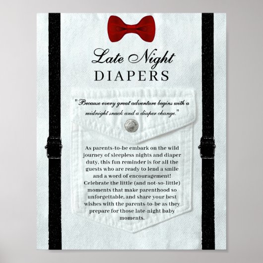 Little Gentleman Baby shower Late Night Luiers Poster (Voorkant)