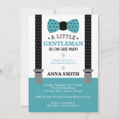 Little Gentleman Baby shower Uitnodigen, Blauwgroe Kaart (Voorkant)