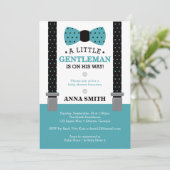 Little Gentleman Baby shower Uitnodigen, Blauwgroe Kaart (Staand voorkant)