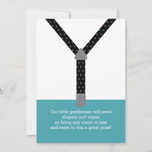 Little Gentleman Baby shower Uitnodigen, Blauwgroe Kaart (Achterkant)