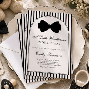Little Gentleman Black Bow Tie Baby Shower Kaart