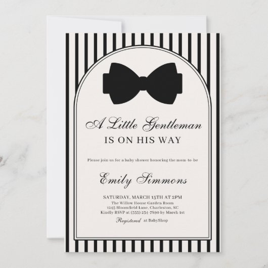 Little Gentleman Bow Tie Baby Shower Kaart (Voorkant)