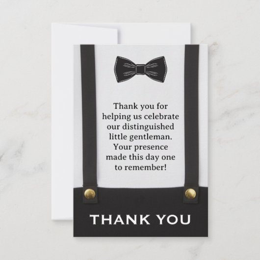 Little Gentleman Bowtie Boy Birthday Baby Shower Bedankkaart (Voorkant)