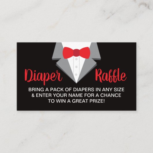 Little Gentleman Luier Raffle Ticket, Tuxedo Visitekaartje (Voorkant)
