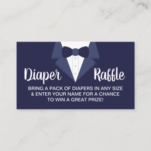 Little Gentleman Luier Raffle Ticket, Tuxedo Visitekaartje (Voorkant)