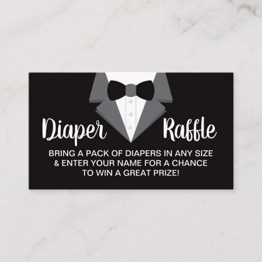 Little Gentleman Luier Raffle Ticket, Tuxedo Visitekaartje (Voorkant)