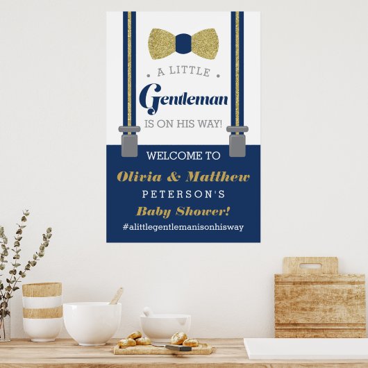 Little Gentleman Welcome Sign Poster, Faux Glitter Poster (Keuken)