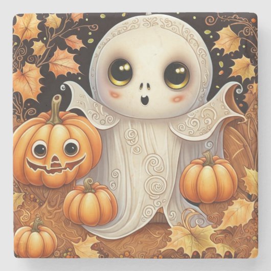 Little Ghost 1 Stenen Onderzetter (Voorkant)