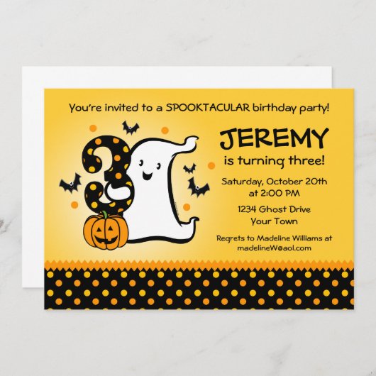 Little Ghost 3rd Birthday Kaart (Voorkant / Achterkant)