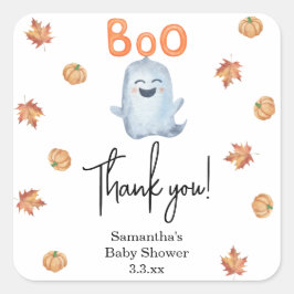 Little ghost - baby shower dank u vierkante sticker