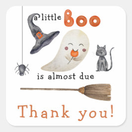 Little ghost - baby shower dank u vierkante sticker