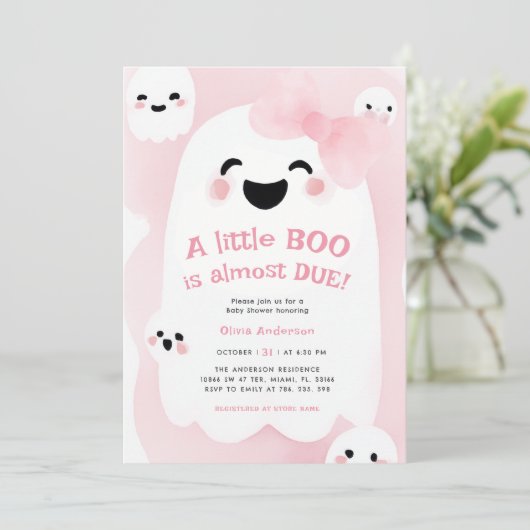 Little Ghost Boo Halloween Baby shower Kaart (Staand voorkant)