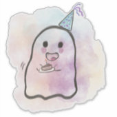Little ghost celebrates birthday sticker (Voorkant)