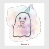Little ghost celebrates birthday sticker (Vel)
