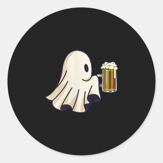 Little Ghost Drinking Beer Funny Halloween Costume Ronde Sticker (Voorkant)