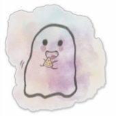 Little ghost eats pizza  sticker (Voorkant)
