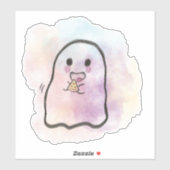 Little ghost eats pizza  sticker (Vel)