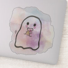 Little ghost eats pizza