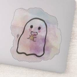 Little ghost eats pizza  sticker