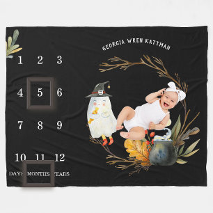 Little Ghost Halloween Baby Milestone Deken
