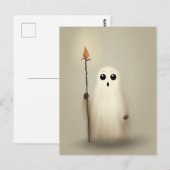 Little Ghost Halloween Briefkaart (Voorkant / Achterkant)