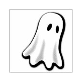 Little Ghost Halloween Design Wooden Stamp Rubberstempel (Afrduk)